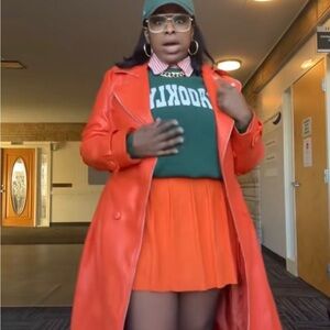 Orange pleated knit skirt with built in shorts sz 2x